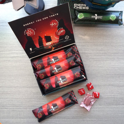 1 Shot® Dark Matter Cherry Energy Chews – Retail Display Box (8 Sellable Sleeves) - 10 Boxes/Case